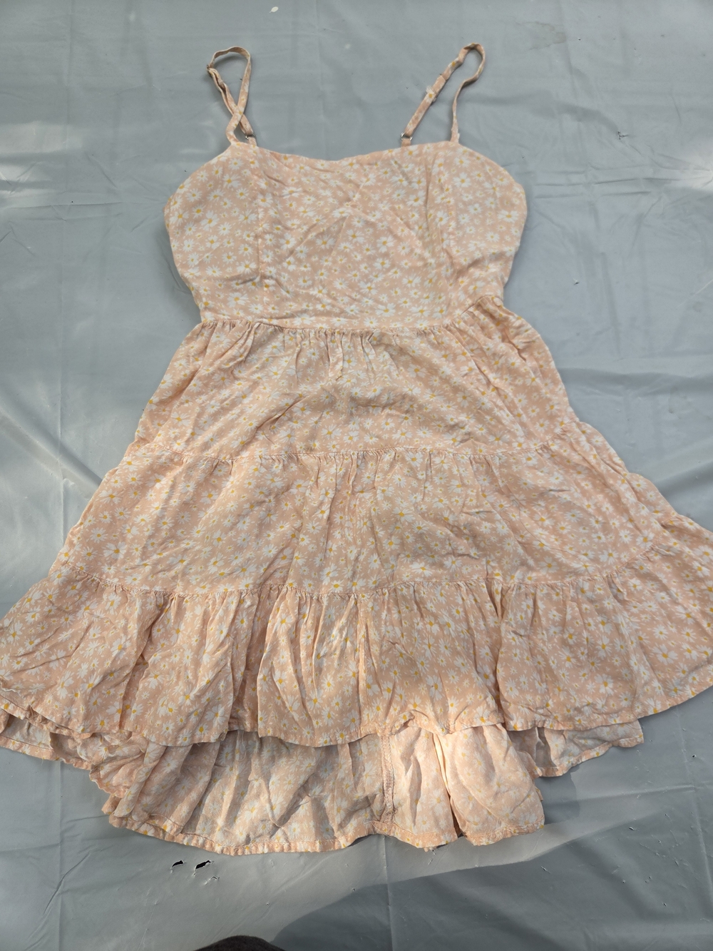 Streetwear Society Peach Floral Tiered Sundress with Adjustable Straps